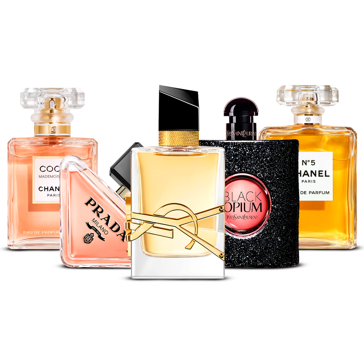 Σετ 5 Αρώματα – Coco Mademoiselle, Prada Paradoxe, Libre, Black Opium και Chanel N°5 [100 ml έκαστο]