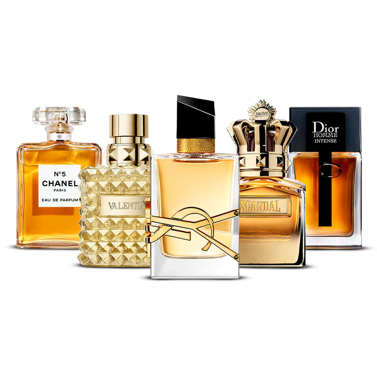 Σετ 5 Αρώματα  – Chanel Nº5, Valentino Uomo, Yves Saint Laurent Libre, Scandal Pour Homme και Dior Homme Intense  [100 ml έκαστο]