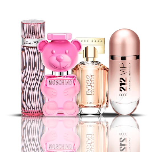Σετ 4 Αρώματα | 212 VIP Rose + Moschino Bubble Gum + Hugo Boss The Scent + Paris Hilton 100 ml