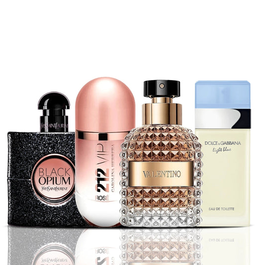 Σετ 4 Αρώματα | Black Opium + 212 VIP Rose + Valentino + Dolce & Gabbana Light Blue 100 ml